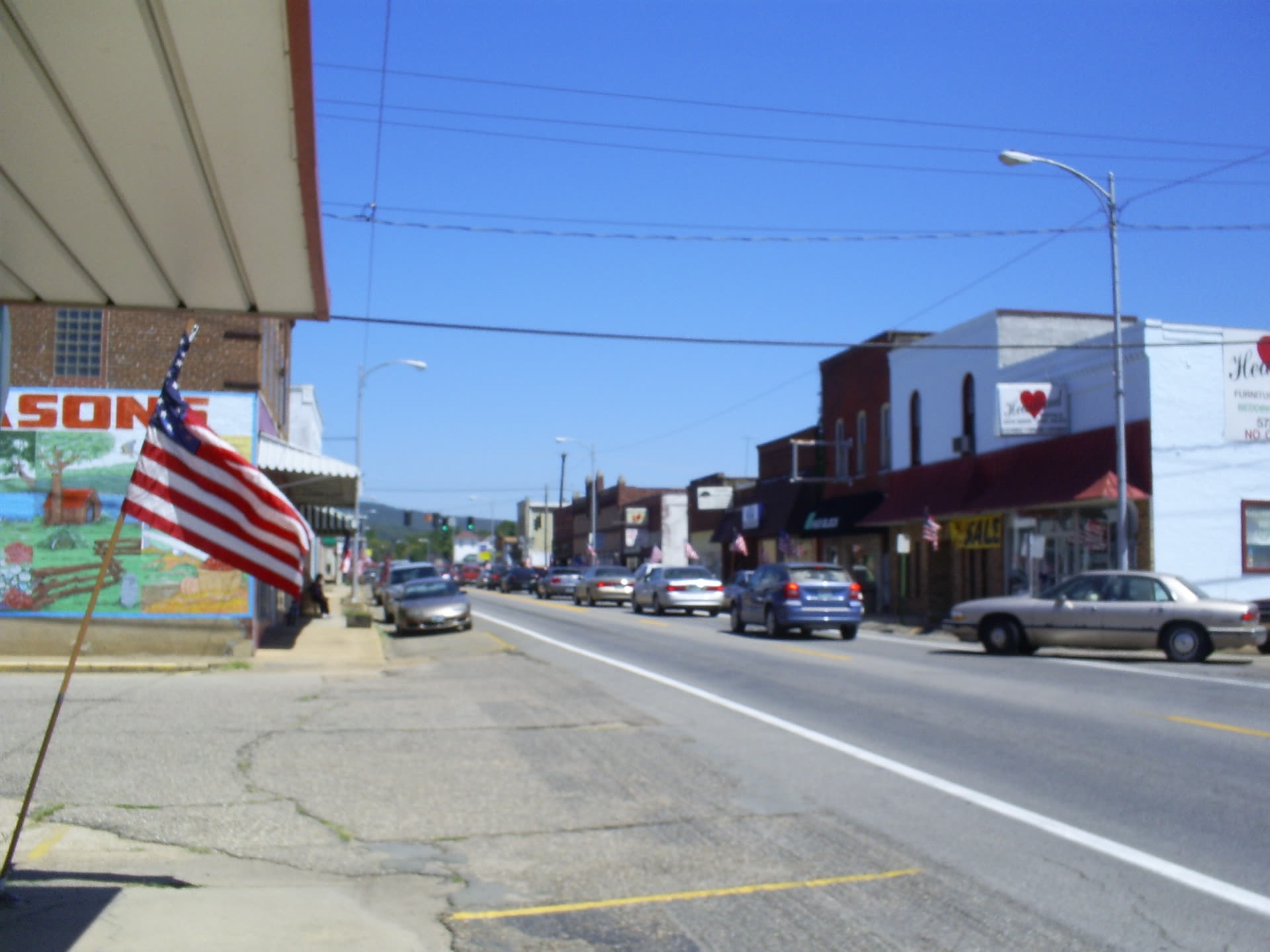 Main street in downtown Piedmont, Missouri, the Wayne County town at the center of the 1973 UFO wave and Harley Rutledge's Project Identification
