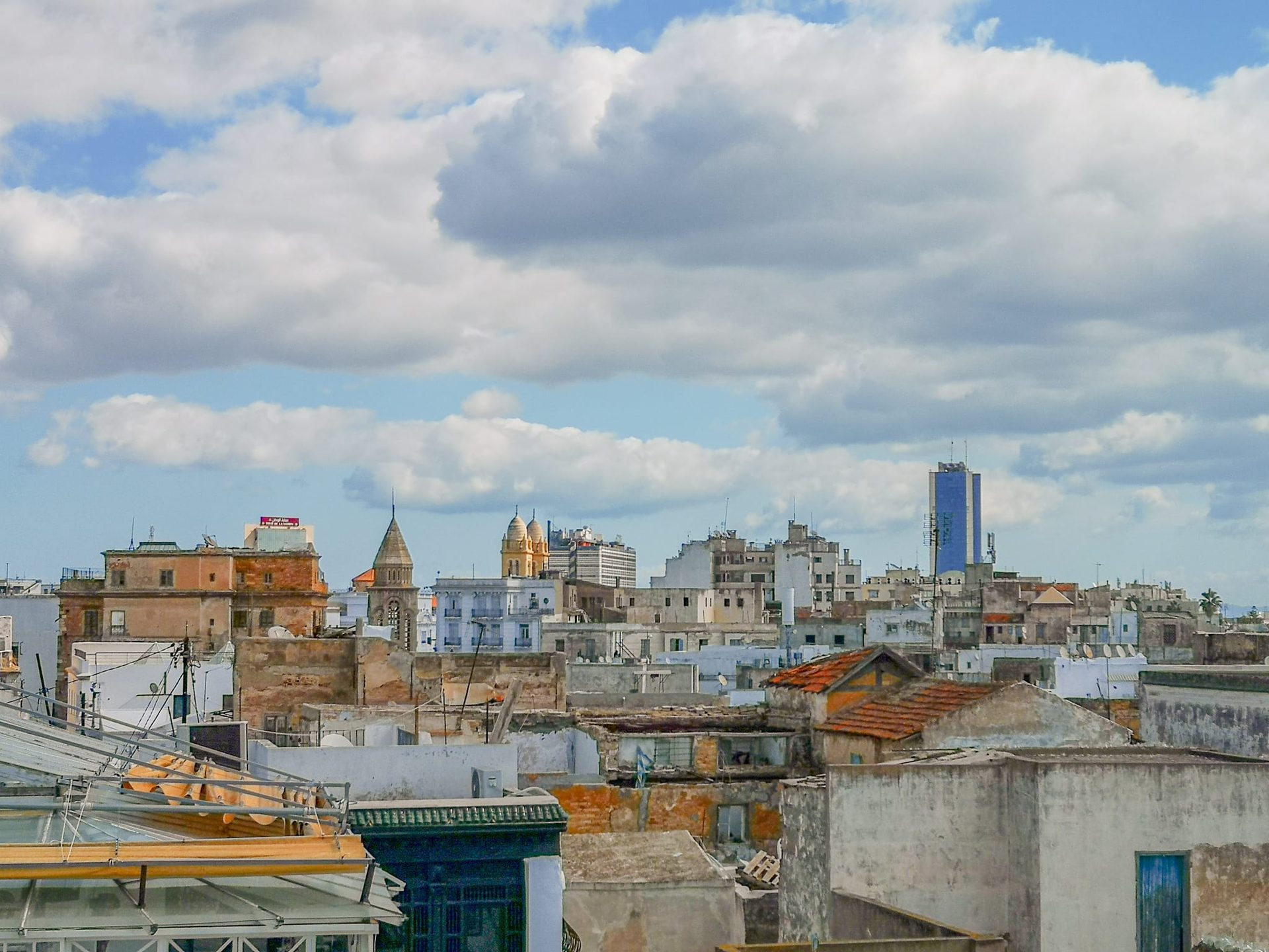 The skyline of Tunis, Tunisia, the city where many observers reported the July 13, 1969 'Tunisian Firefall' display